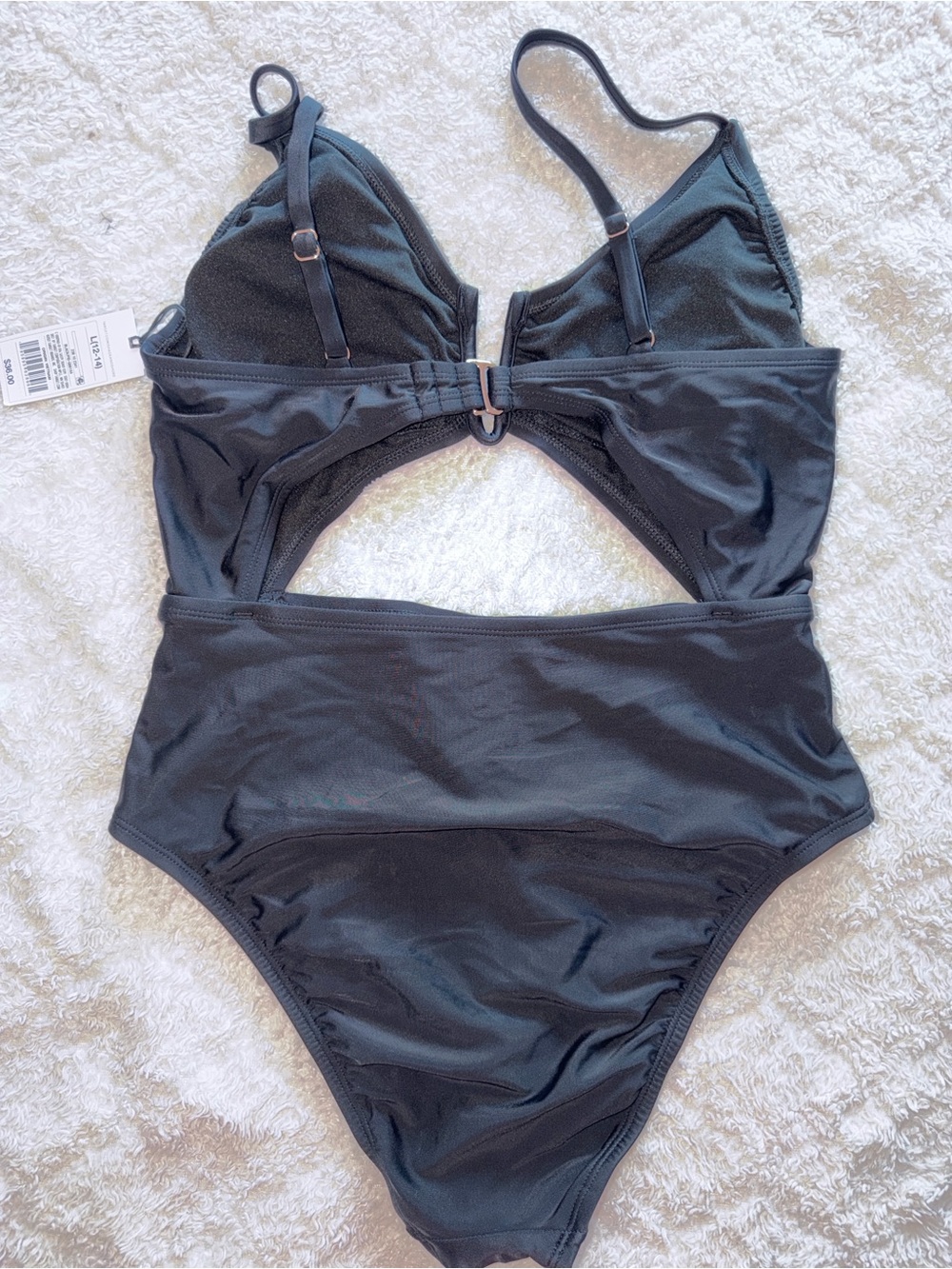 Black front Cutout Low Coverage One-Piece Swimsuit - Picture 5 of 9